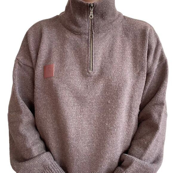 Swanndri Mens Brown Wool Quarter Zip Pullover Minimalistic Sweater Sz 2XL - Picture 6 of 8